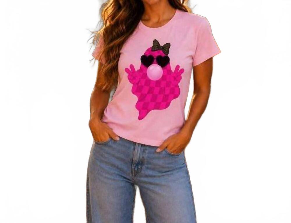 NEW SOUTHERN ATTITUDE girly ghost halloween tee in pink